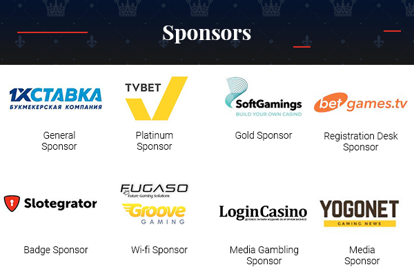 Sponsors: 1хСтавка, TVbet, SoftGamings, betgames.tv, Slotegrator, Groove Gaming, Login Casino, Yogonet